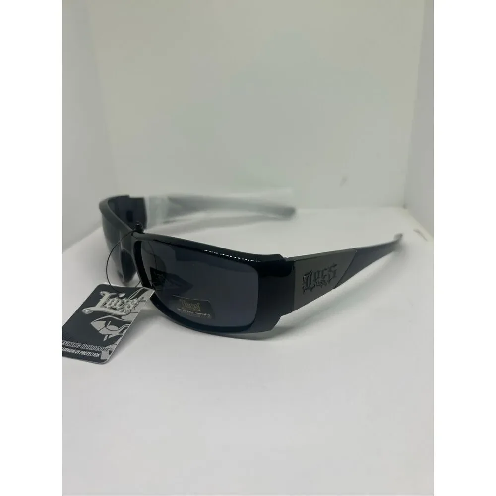 Locs Hardcore Wraparound Sunglasses Black Smoke Lenses UV Protection New